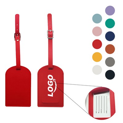 Leather Flap Luggage Tag with Metal Buckle